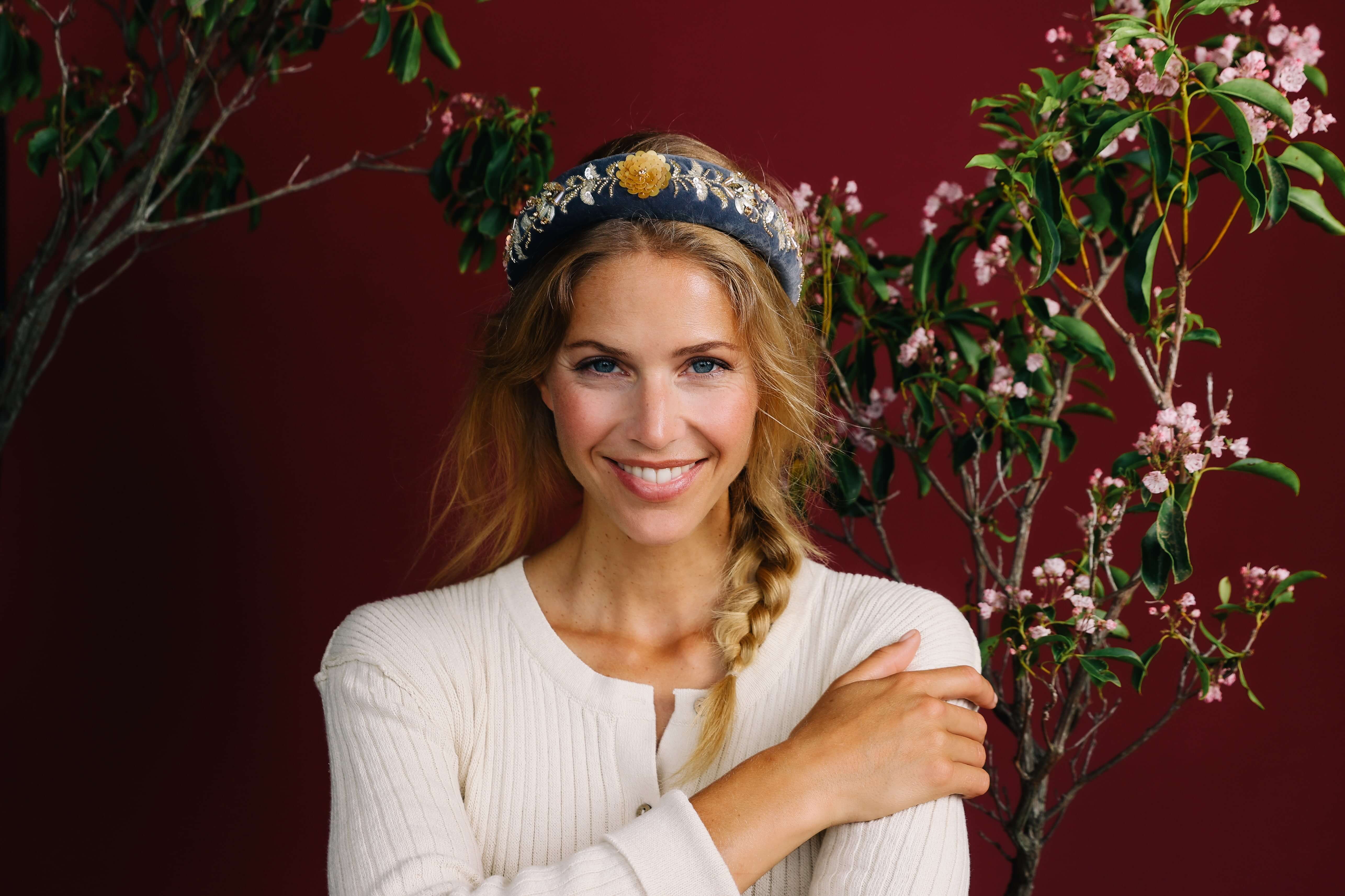Padded Headband Velvet Beaded
