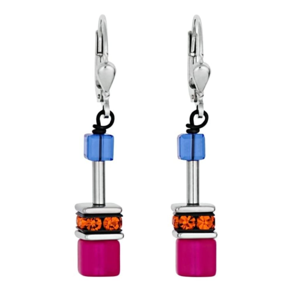Ladies Pink Cube Earrings