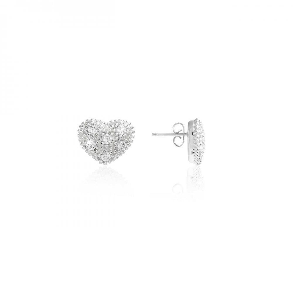 Bella | Silver | Pave Heart Stud | Earrings