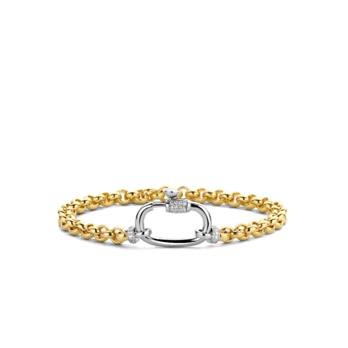 Silver, Gold Plated & CZ Chain Bracelet