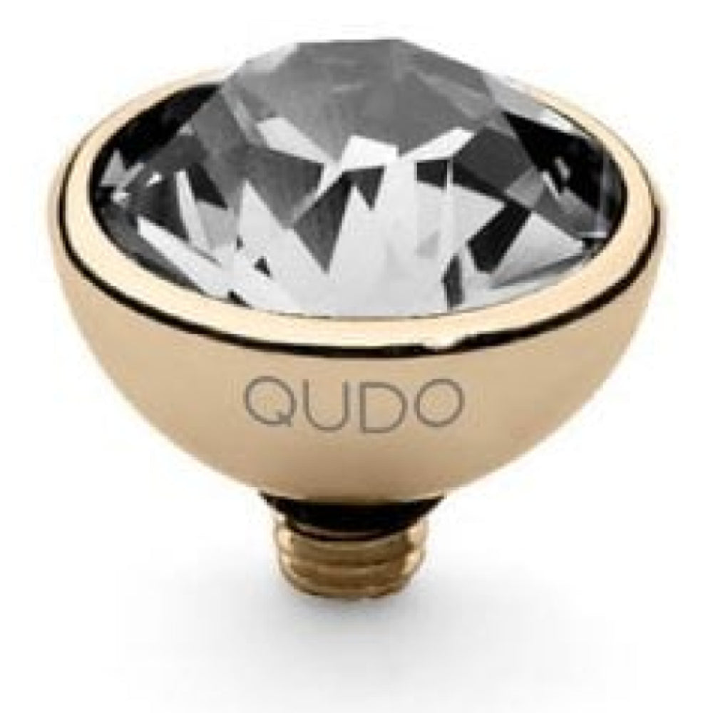 Famosa Gold 10mm Bottone Ring Top Crystal