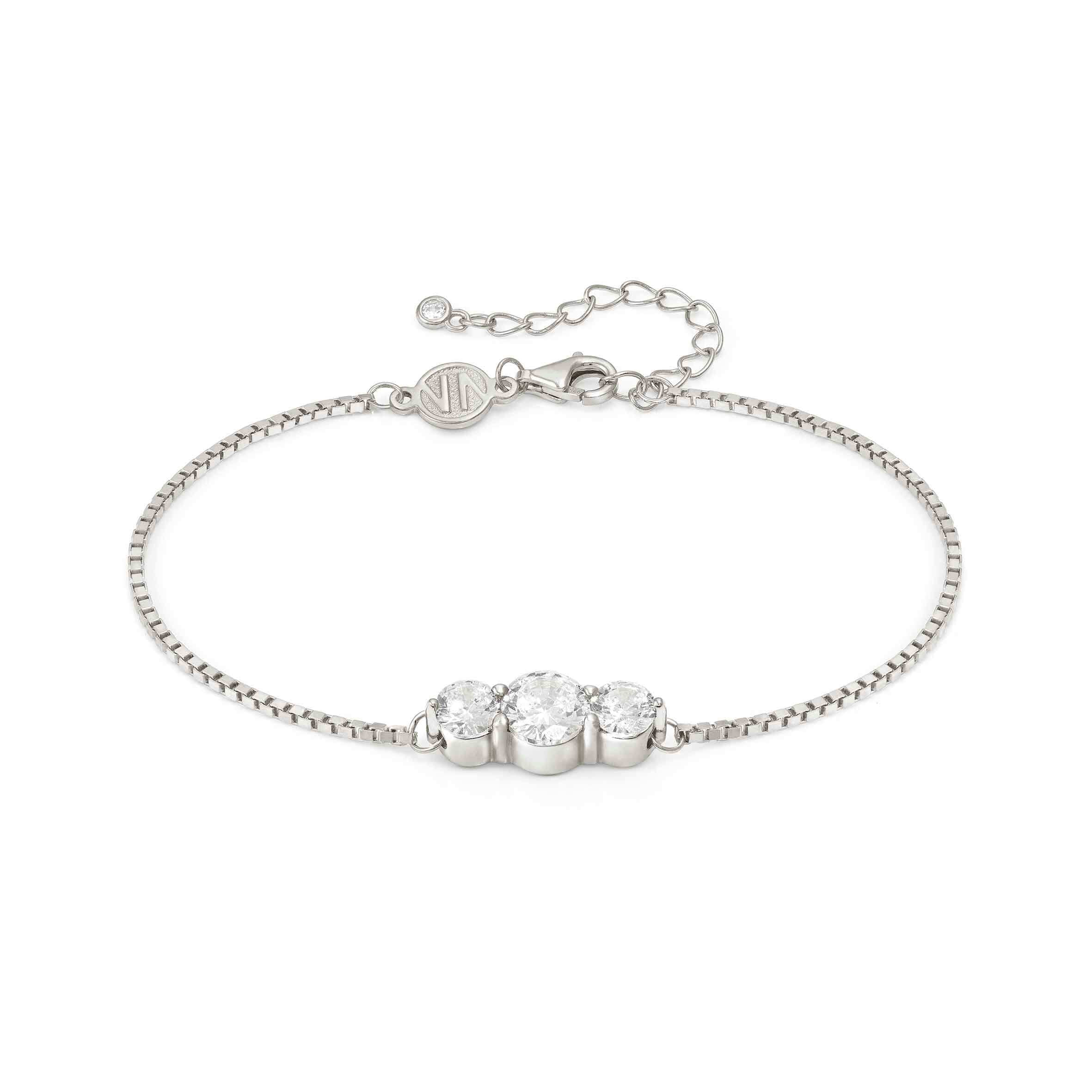 Colour Wave Bracelet In Silver & White CZ