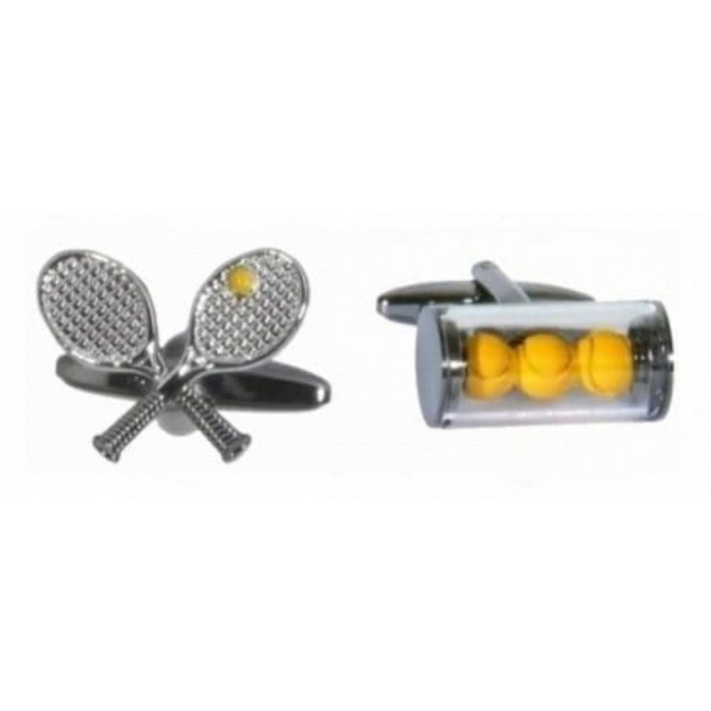 Rhodium Plated Tennis Cufflinks