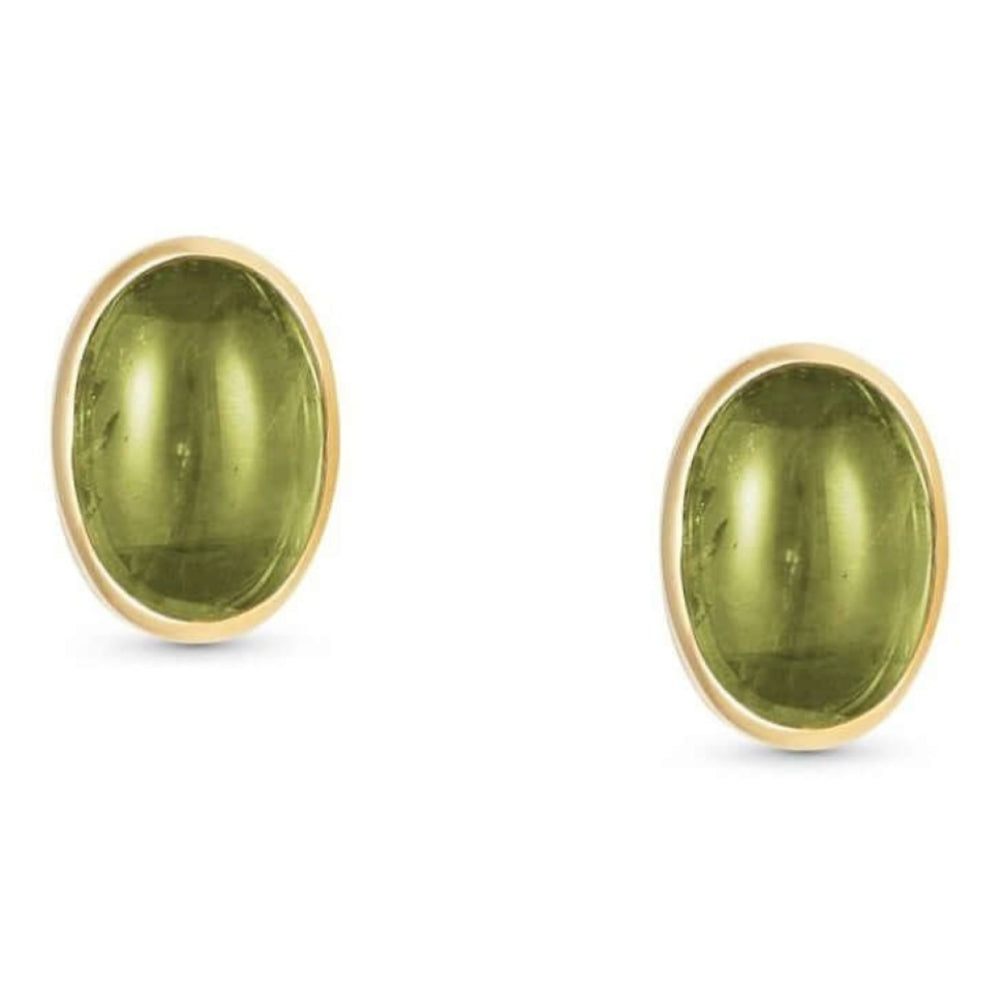18ct Yellow Gold & Peridot Oval Earrings