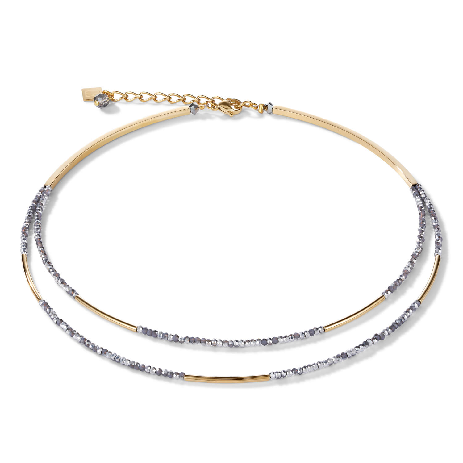 Waterfall Small Stainless Steel Gold & Glass Silver Necklace