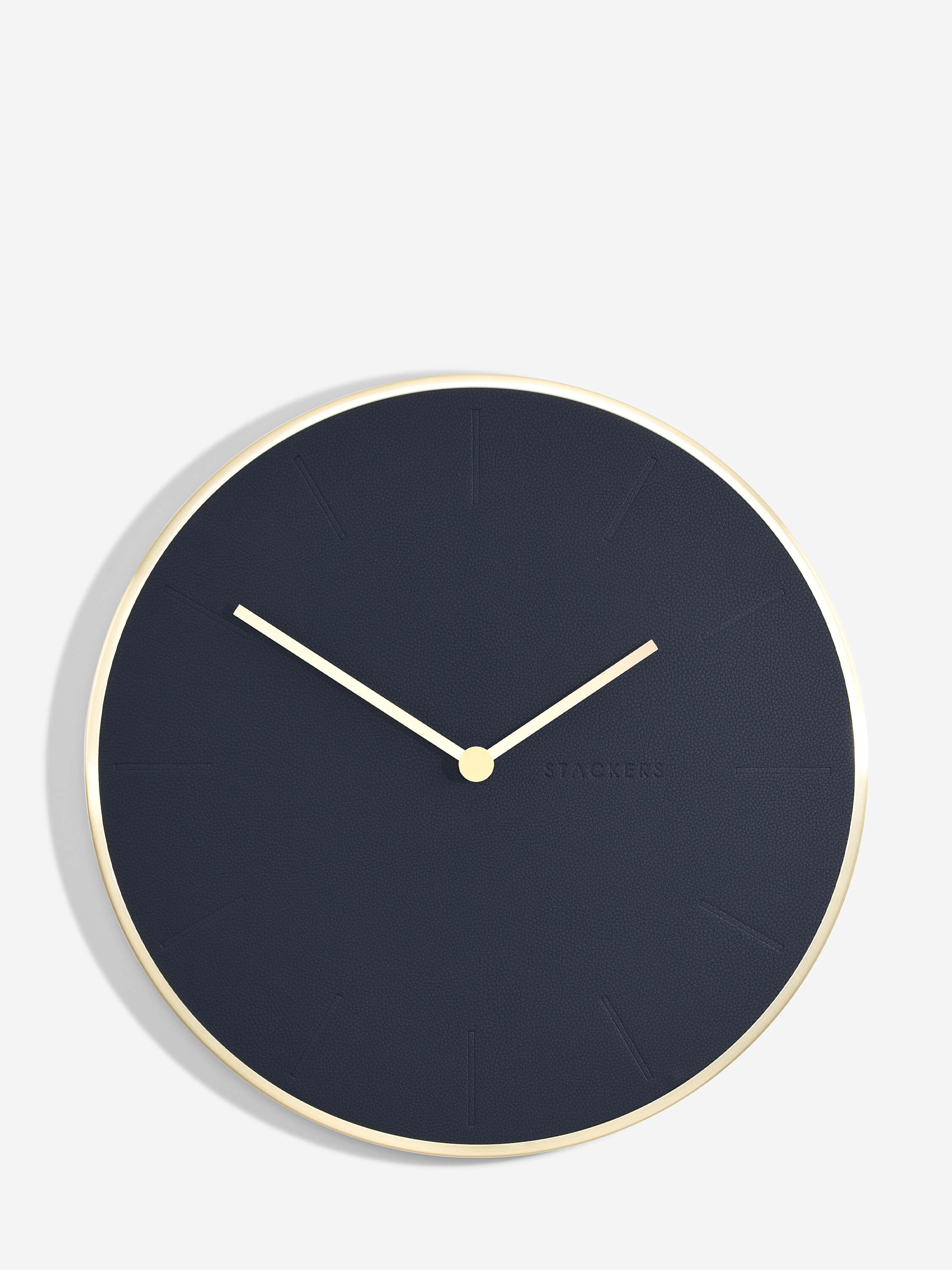 Navy & Brushed Gold PU Wall Clock
