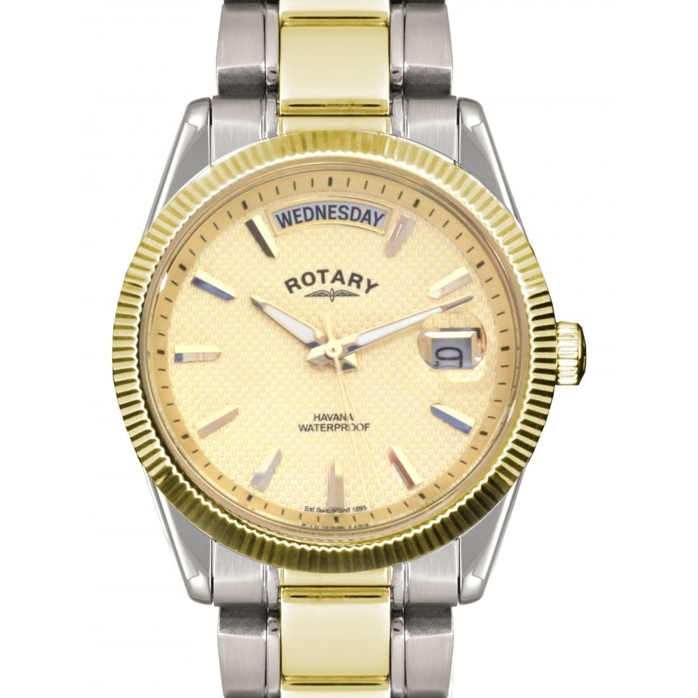 Mens Two Tone Bracelet Day/Date Watch