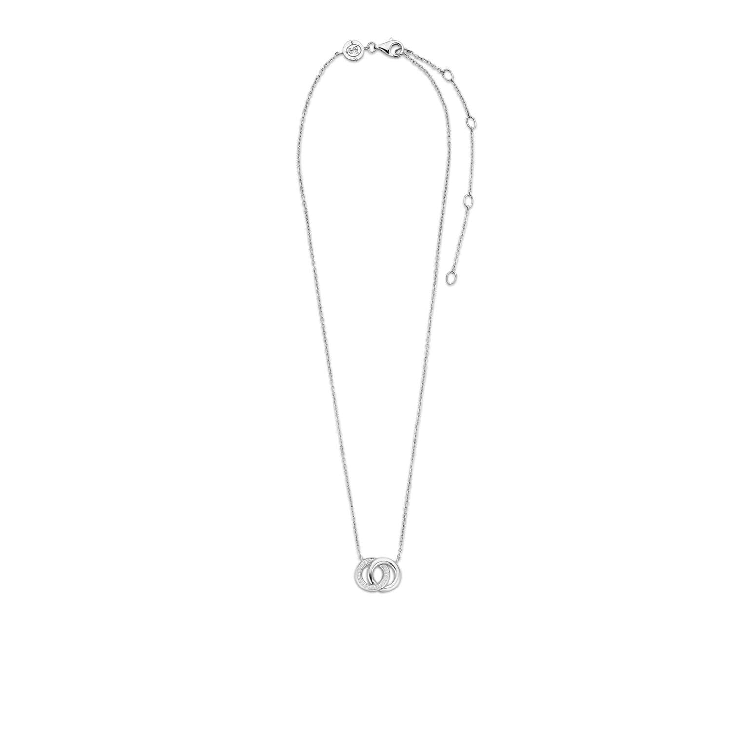 2 Entwined Circles CZ Pendant Necklace