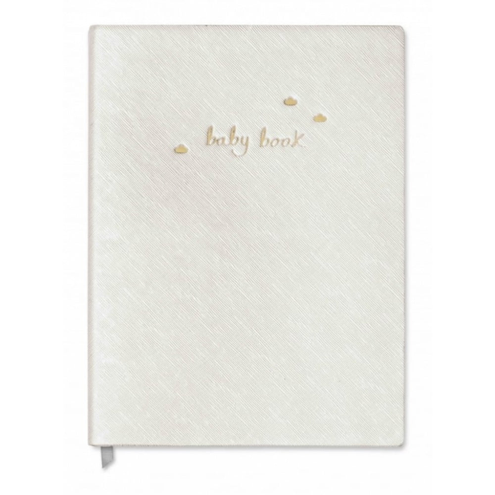 Baby Book - Photo Album And Notebook - Metallic White