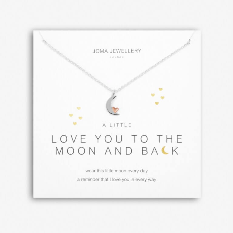 A Little | Love You To The Moon And Back | Silver And Rose Gold | Necklace | 46cm + 5cm Extender
