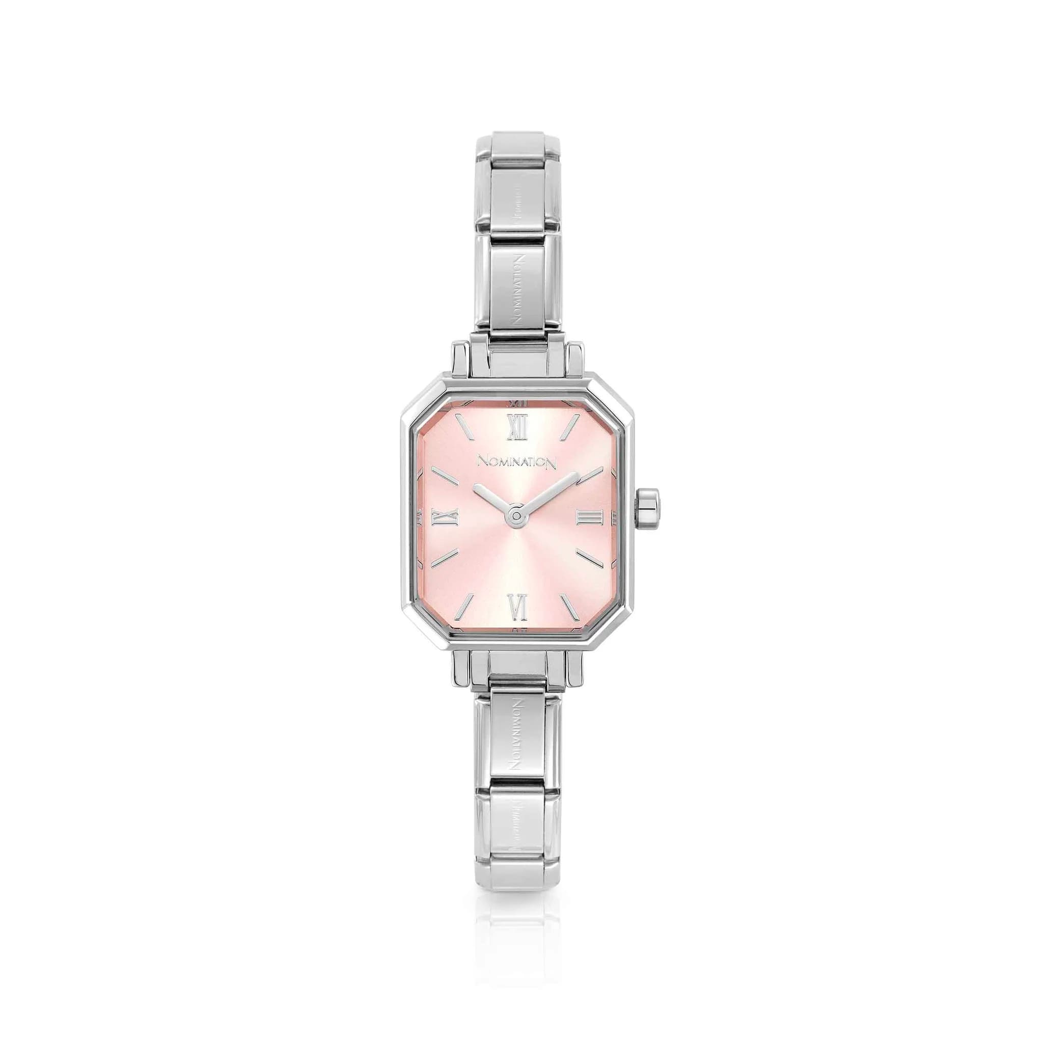 Classic Paris SS Rectangular Pink Sunray Dial Watch