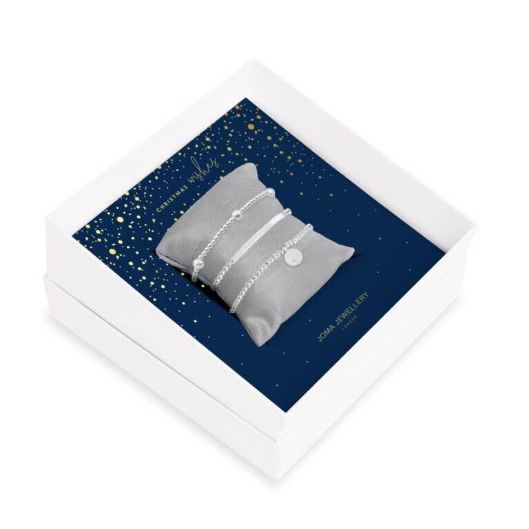 Occasion Gift Box | Christmas Wishes | Silver | Set Of 3 Bracelets | 17.5cm Stretch