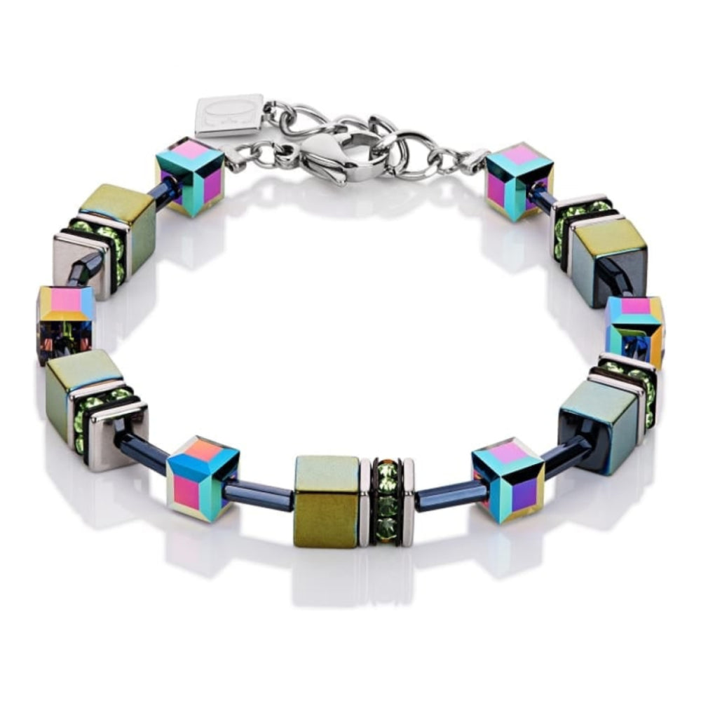 Metallic Green Swarovski Geo Cube Bracelet