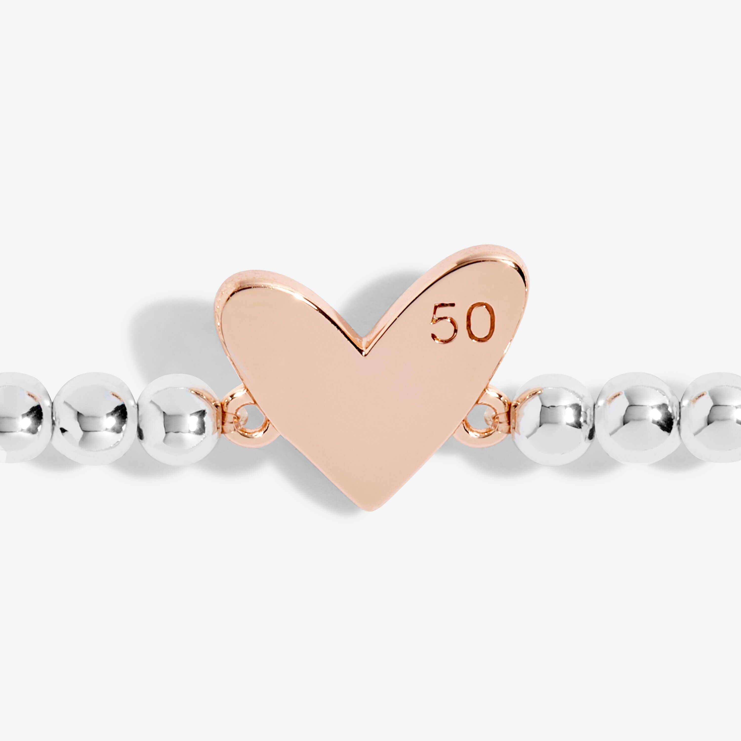 Beautifully Boxed A Littles | Happy 50th Birthday | Silver | Bracelet | 17.5cm Stretch