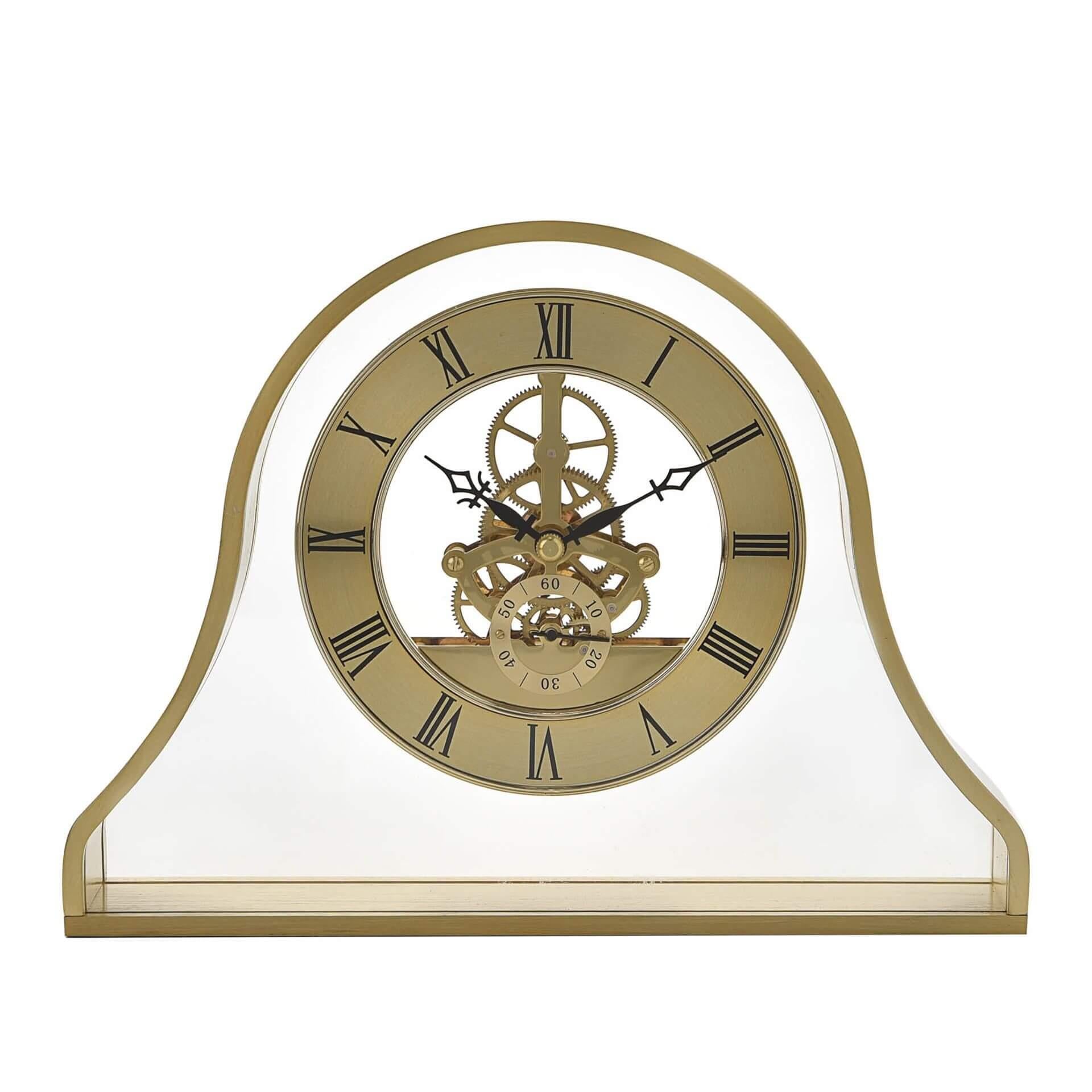 Napoleon Mantel Clock Gold Skeleton Movement