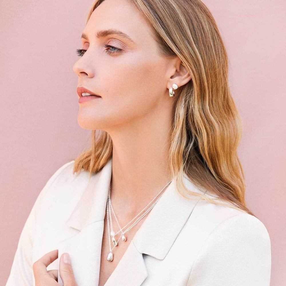 Perfect Pebble | Silver | Double Chain | Necklace | 46cm + 5cm Extender