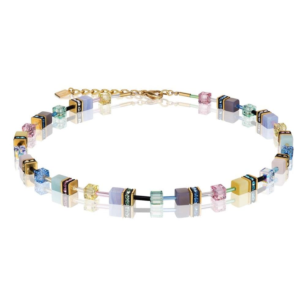 Multicolour Romance Geo Cube Gold Plated Necklace