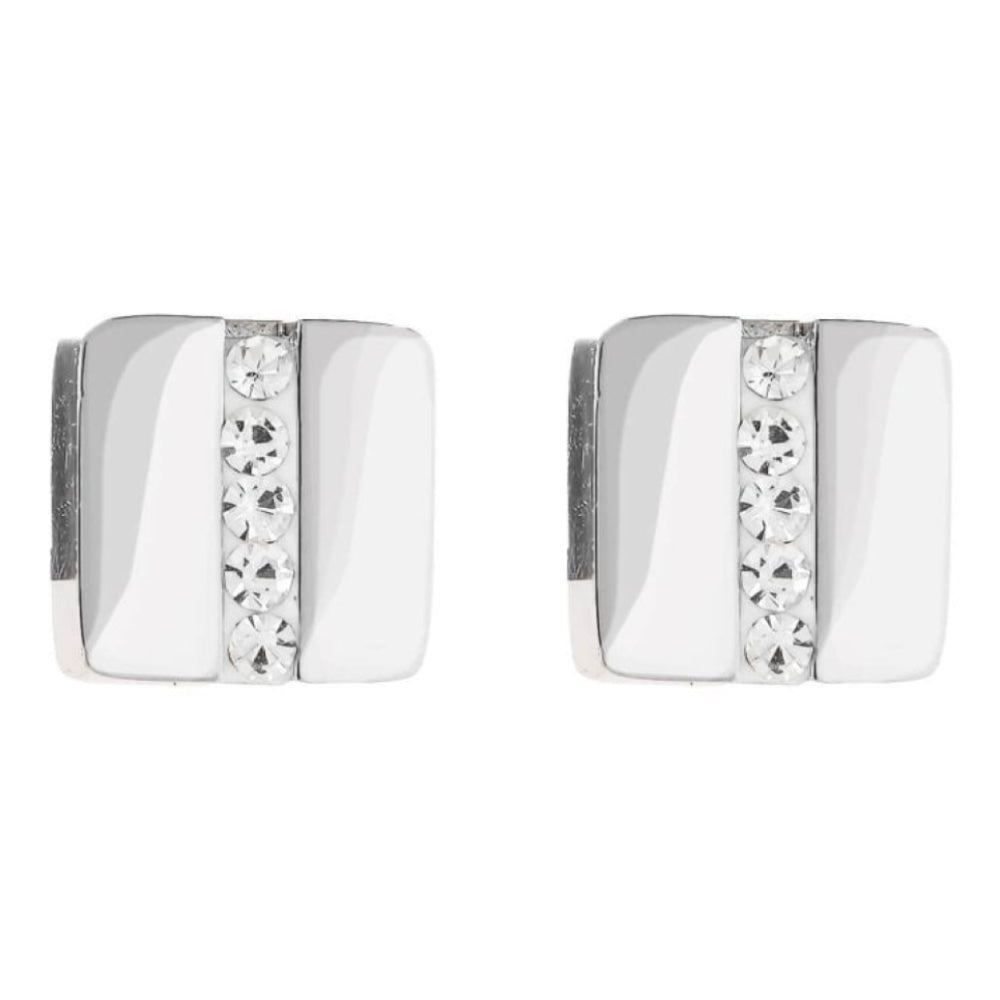 Crystal Strip Square Earrings with Stickpin