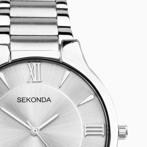Silver Case with Silver White Dial & Stainless Steel Bracelet Men's Watch