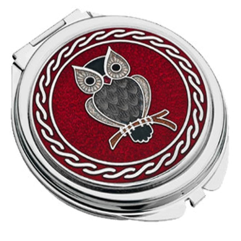 Celtic Red Owl Compact Mirror