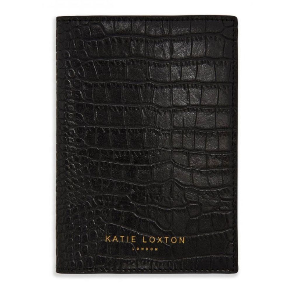 Celine Faux Croc Passport Holder | Black | 14.5 X 10 X 0.8cm