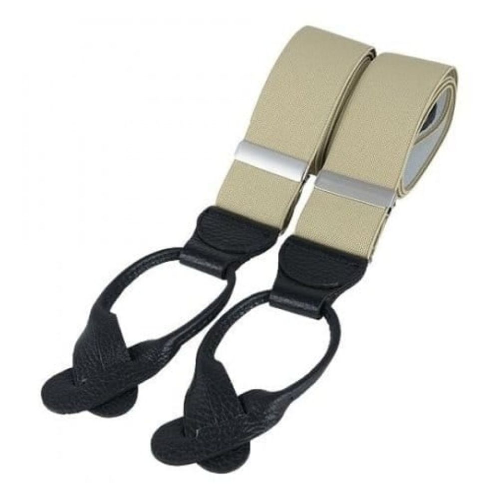 Beige Elasticated Button Braces