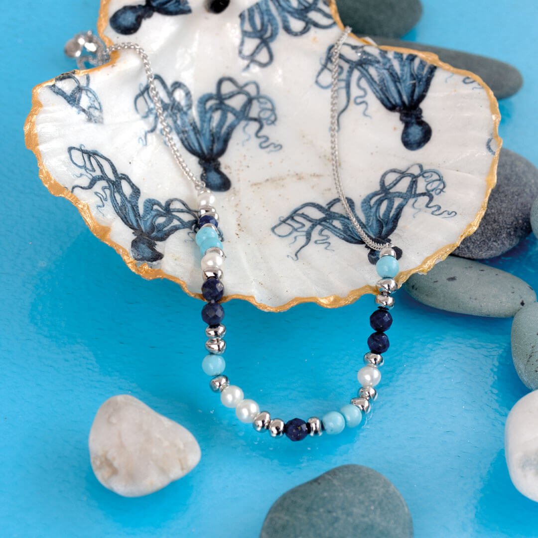 Coast Tumble Azure Gemstone Beaded Necklace
