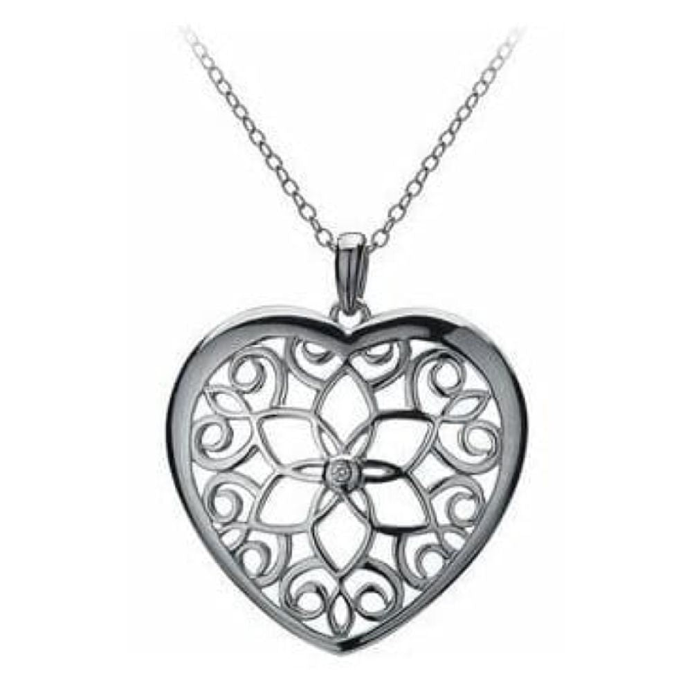 Ladies Levanter Small Cutout Heart Pendant Silver Necklace