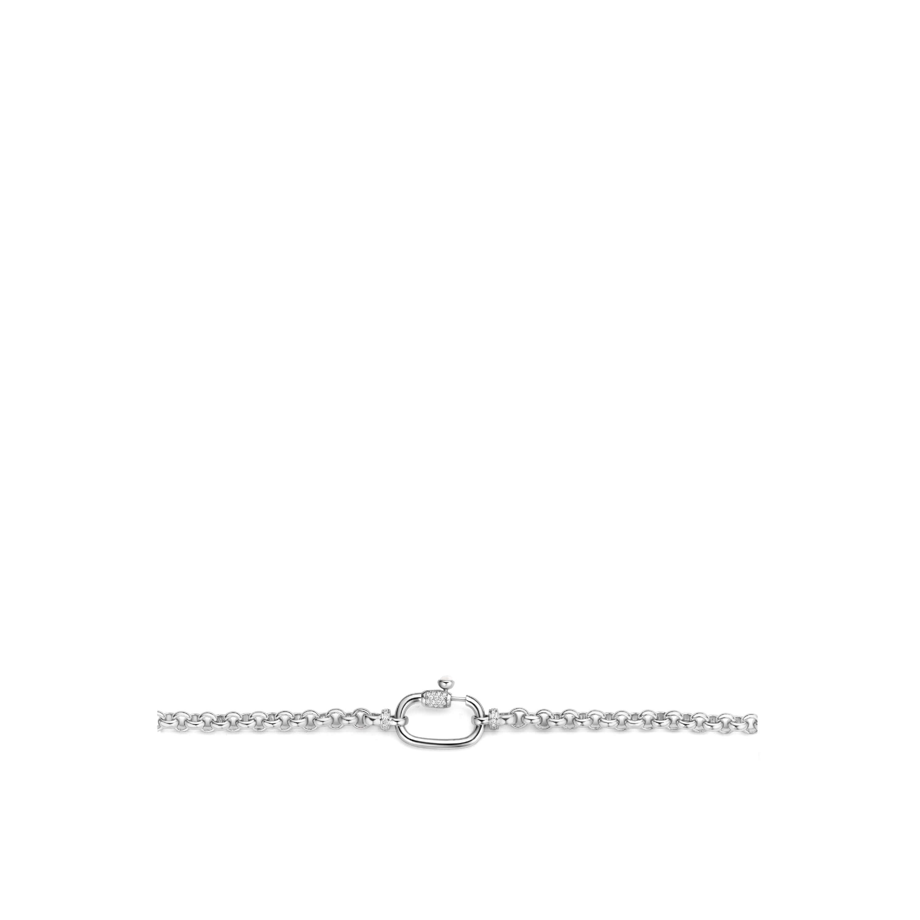 CZ & MOP Stones With Silver Links Chain Necklace