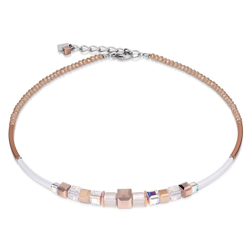 Ladies' White & Rose Gold Necklace With Swarovski Crystals