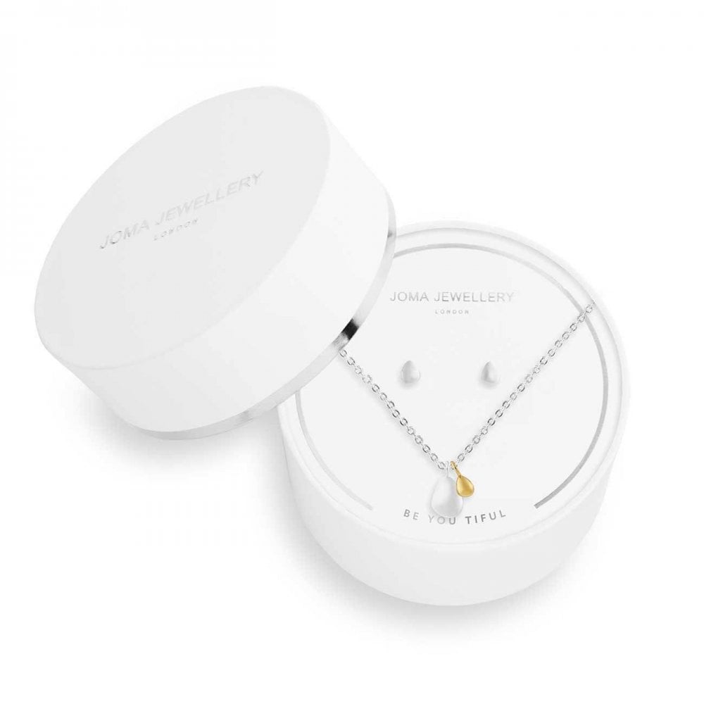 Sentiment Set | Pebble | Silver And Gold | Earrings And Necklace | 46cm + 5cm Extender