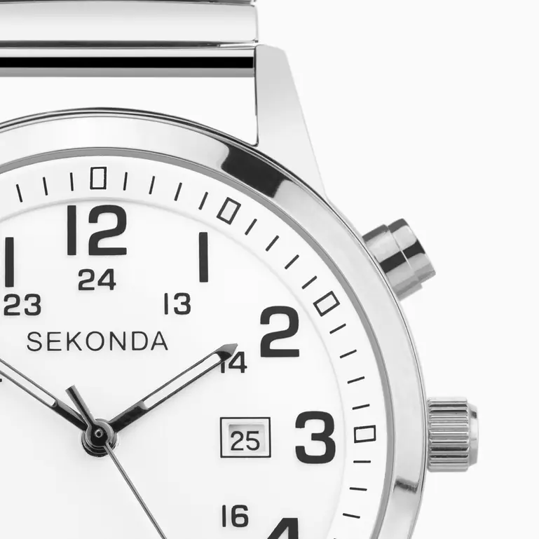 Easy Reader SS Case White Dial With SS Expander Bracelet Men's Watch