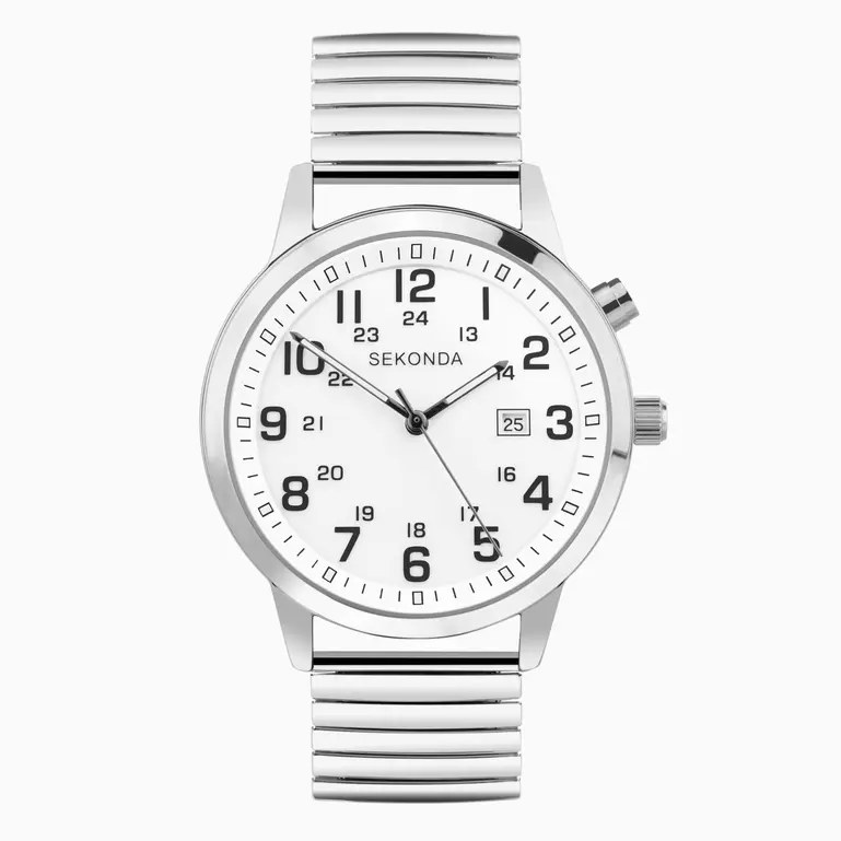Easy Reader SS Case White Dial With SS Expander Bracelet Men's Watch