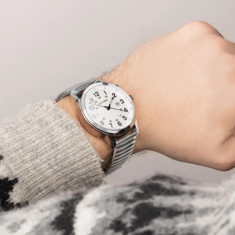 Easy Reader SS Case White Dial With SS Expander Bracelet Men's Watch