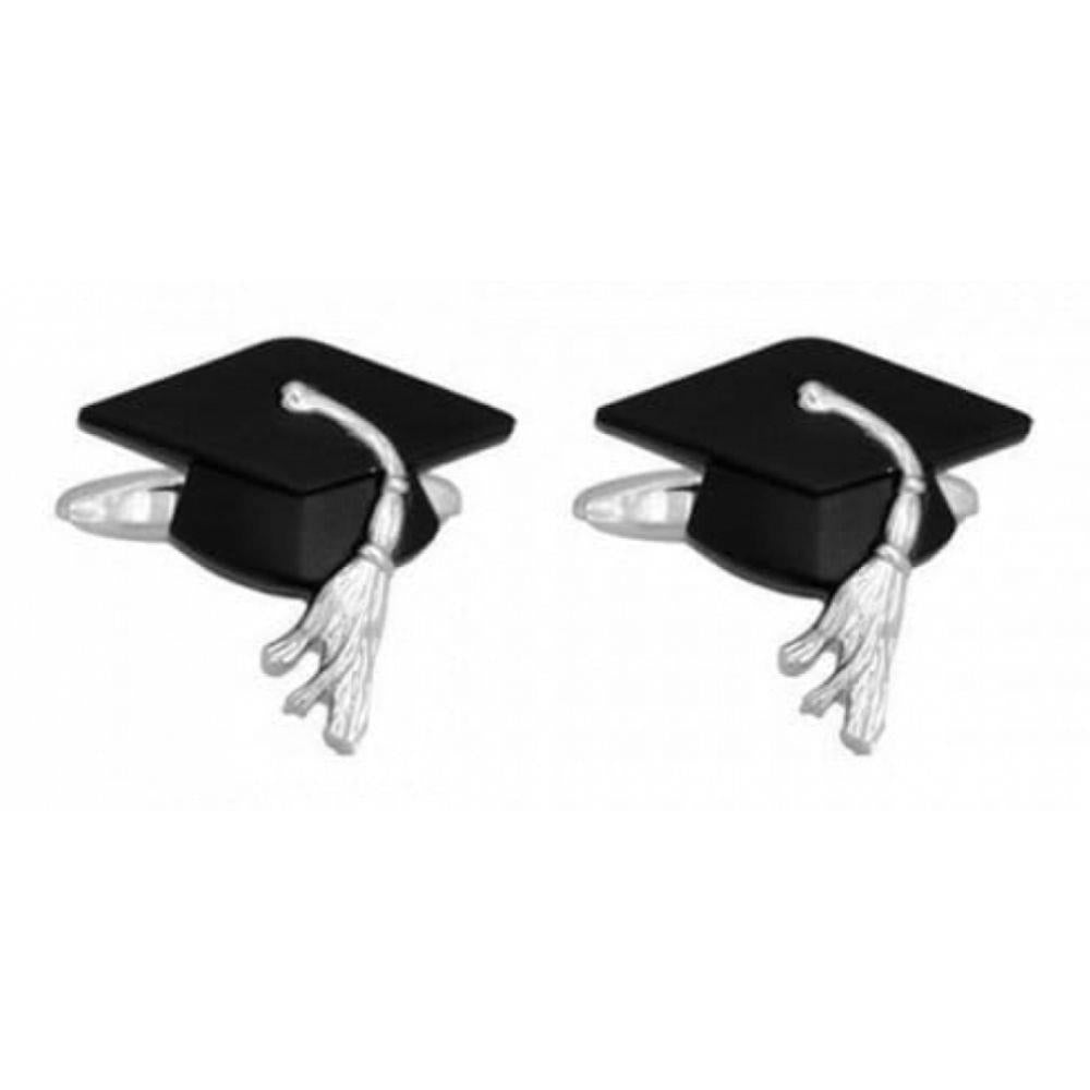Rhodium Plated Graduation Cap Cufflinks