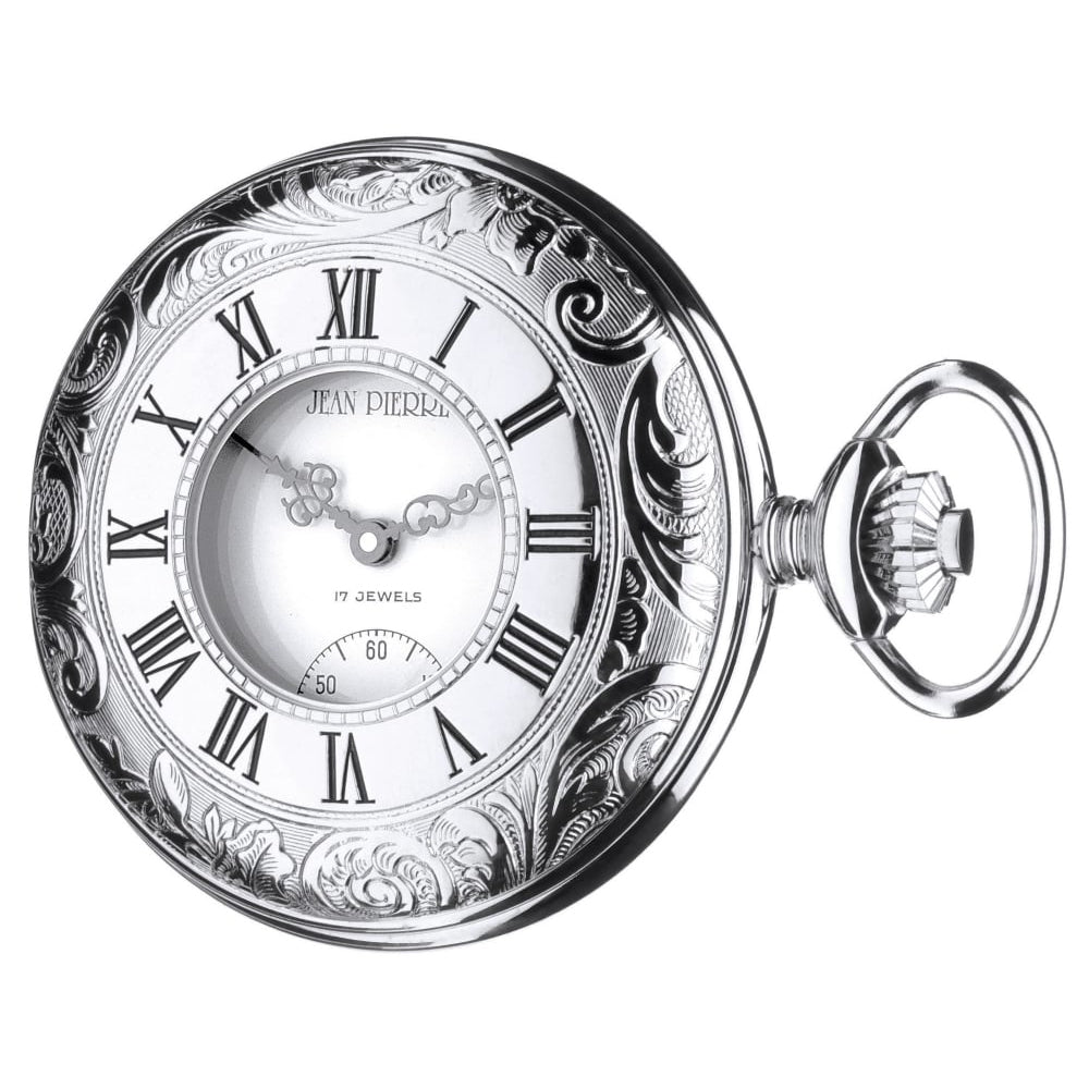 Chrome Plated Half Hunter Mechanical Pocket Watch