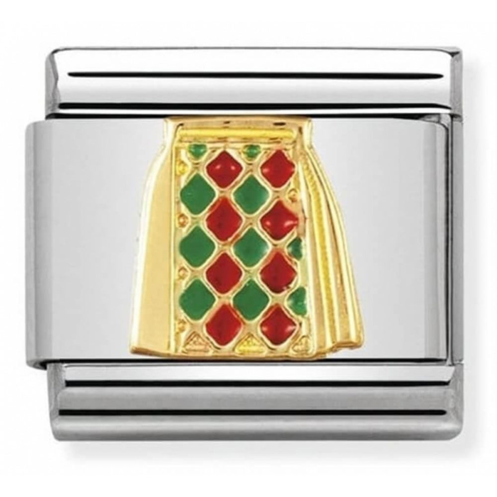 Classic Kilt In Stainless Steel With Enamel & 18k Gold Charm