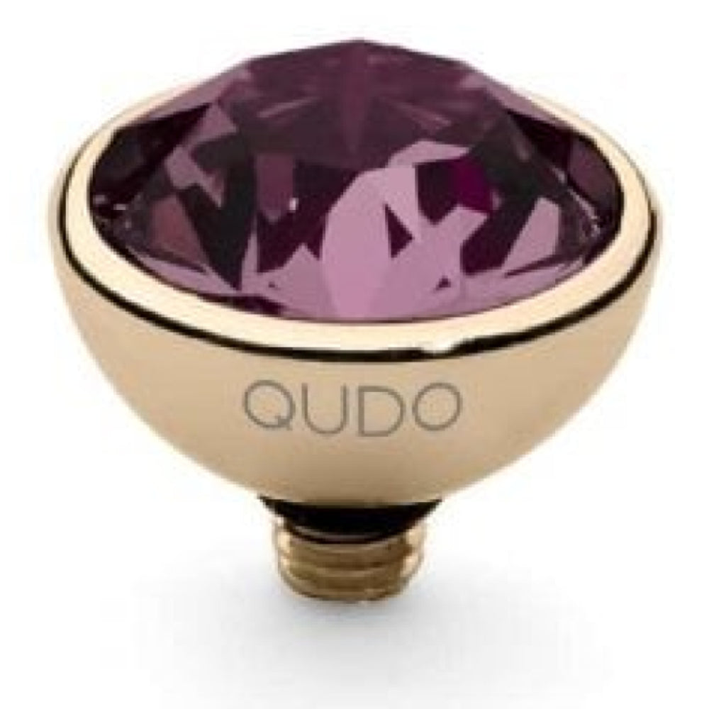 Famosa Gold 10mm Bottone Ring Top Amethyst