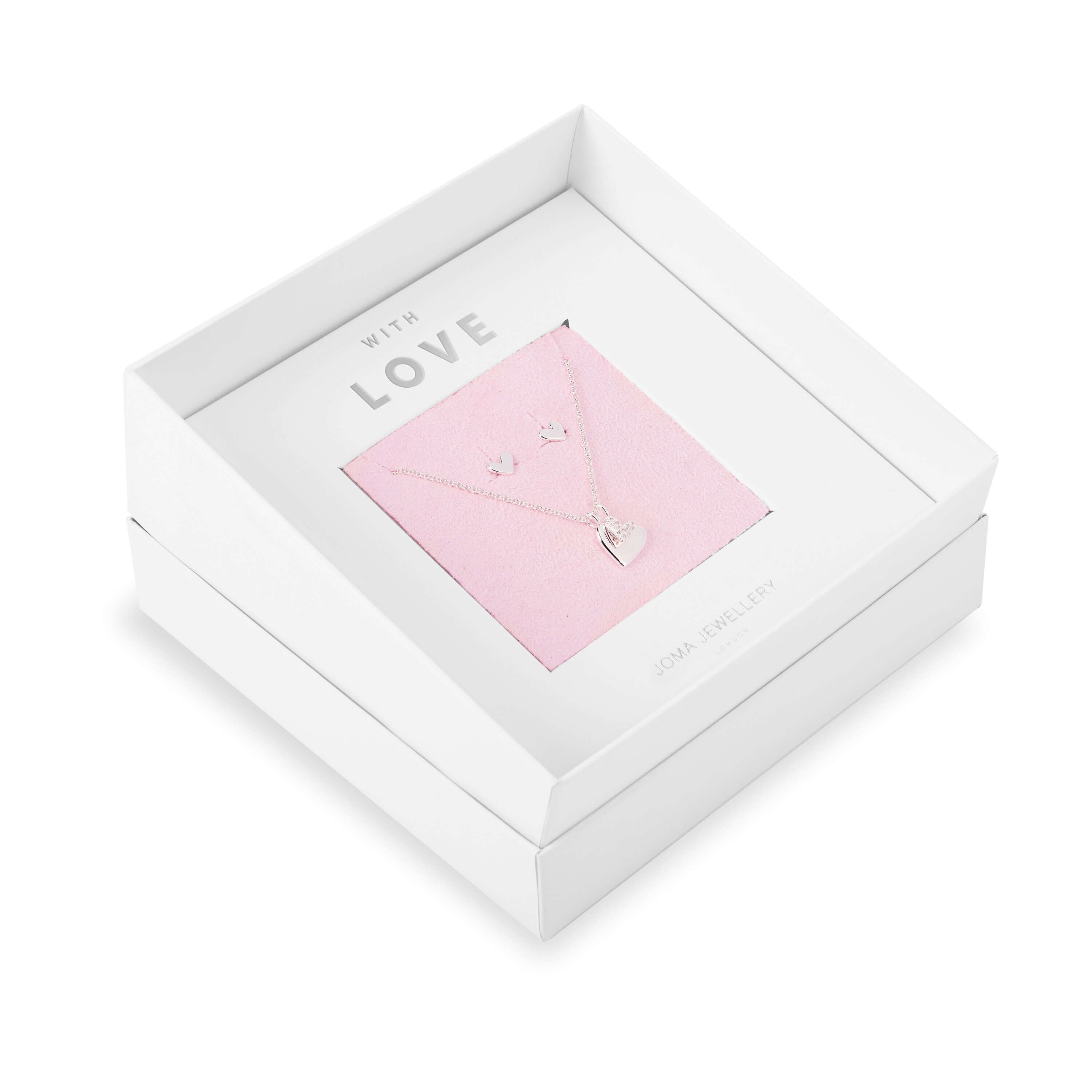 Sentiment Set -With Love -Silver Necklace and Earrings