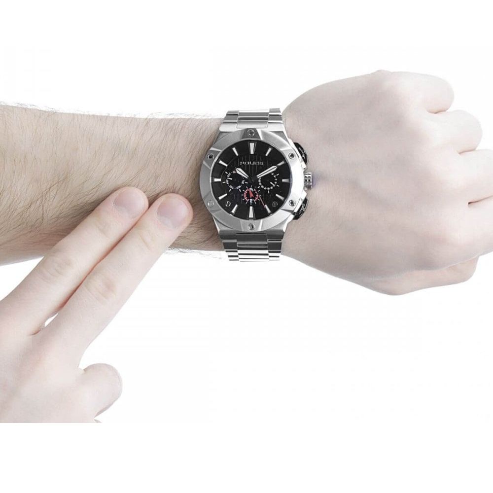 Stainless Steel Black Case & Bracelet Strap Cyclone Gents Watch