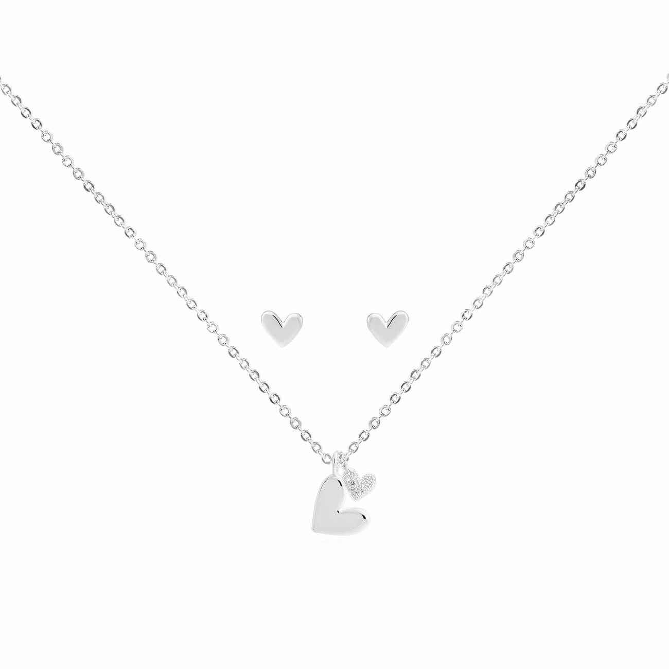 Sentiment Set -With Love -Silver Necklace and Earrings