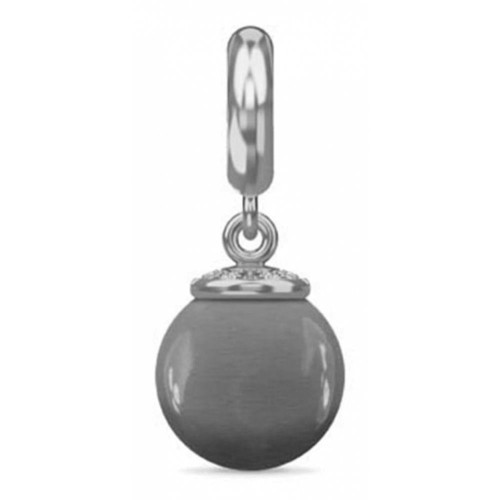 Grey Moon Drop Sterling Silver Charm
