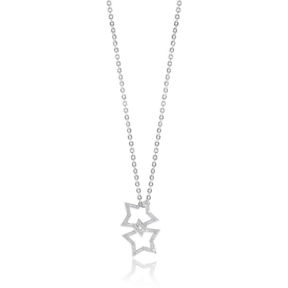 Wish - Silver Pave Star Charm On Silver Necklace/Chocker/Bracelet