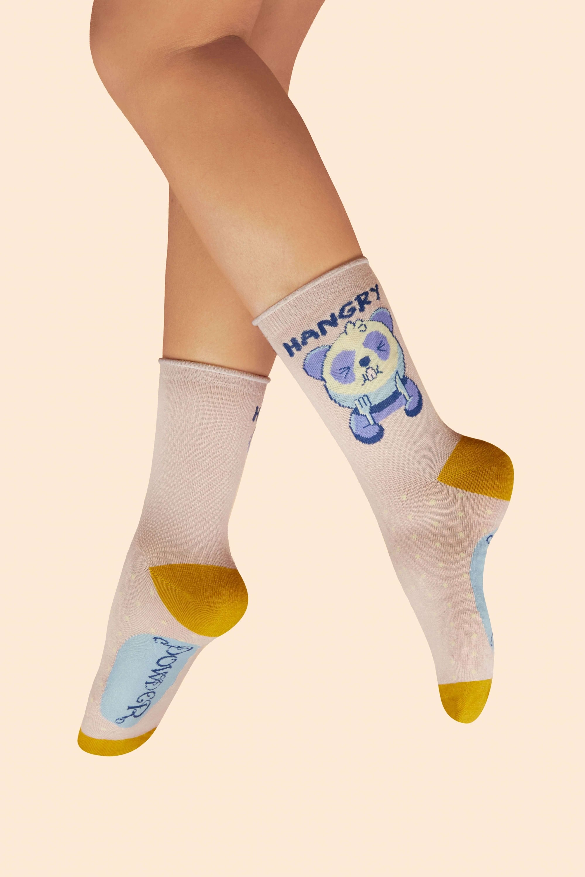 Hangry Panda Ladies Ankle Socks - Petal
