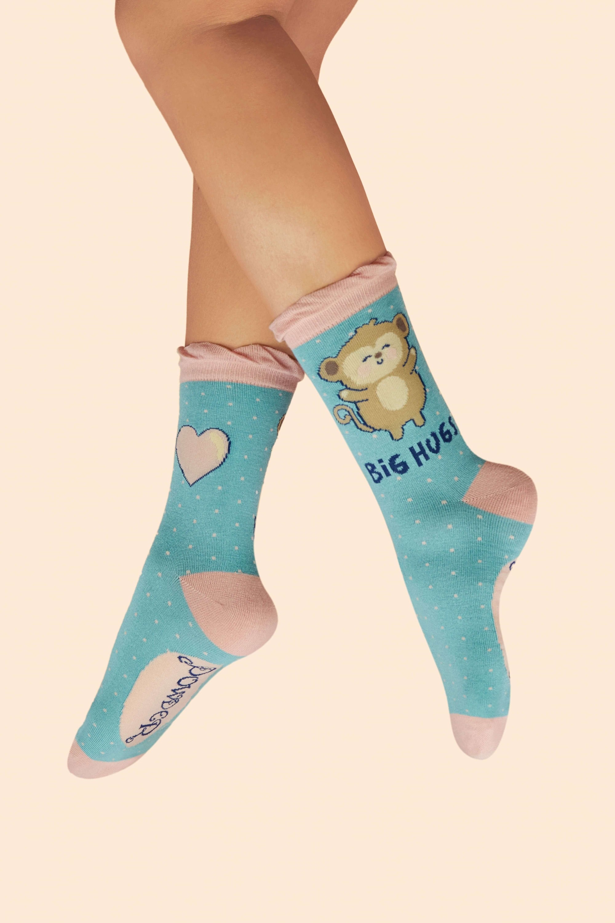 Huggy Monkey Ladies Ankle Socks - Aqua