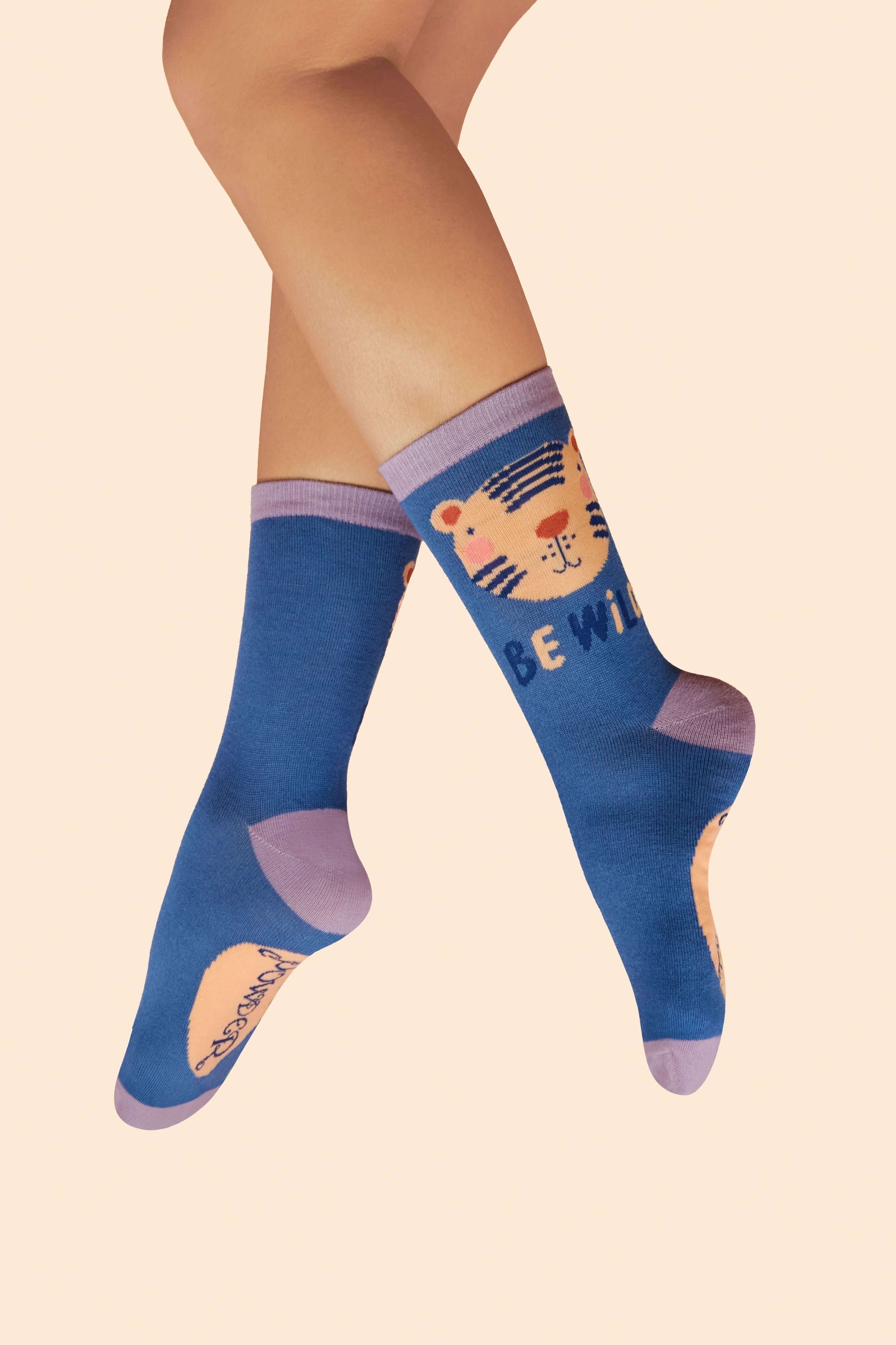 Wild Tiger Ladies Ankle Socks - Royal Blue