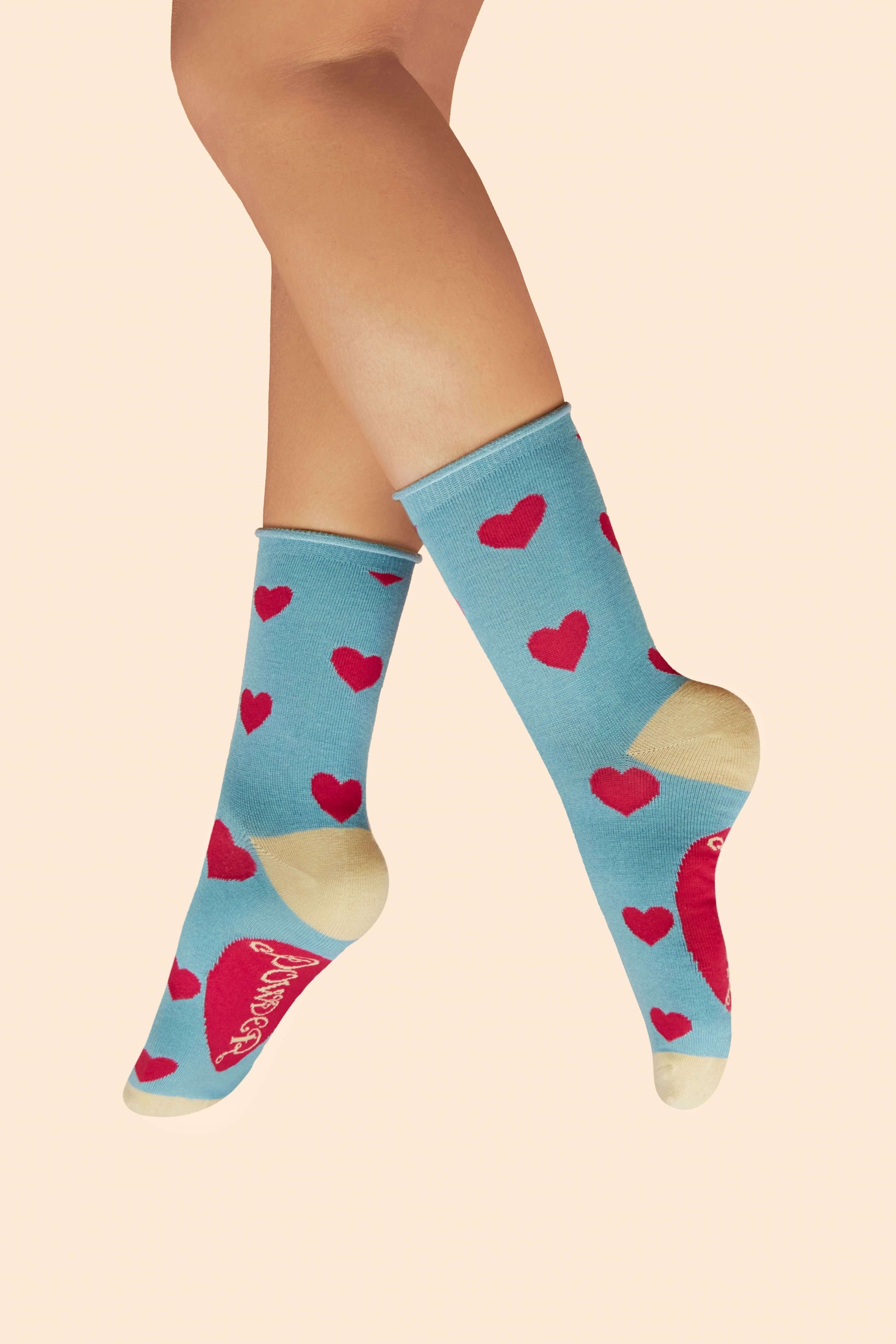 Hearts Ladies Ankle Socks - Denim