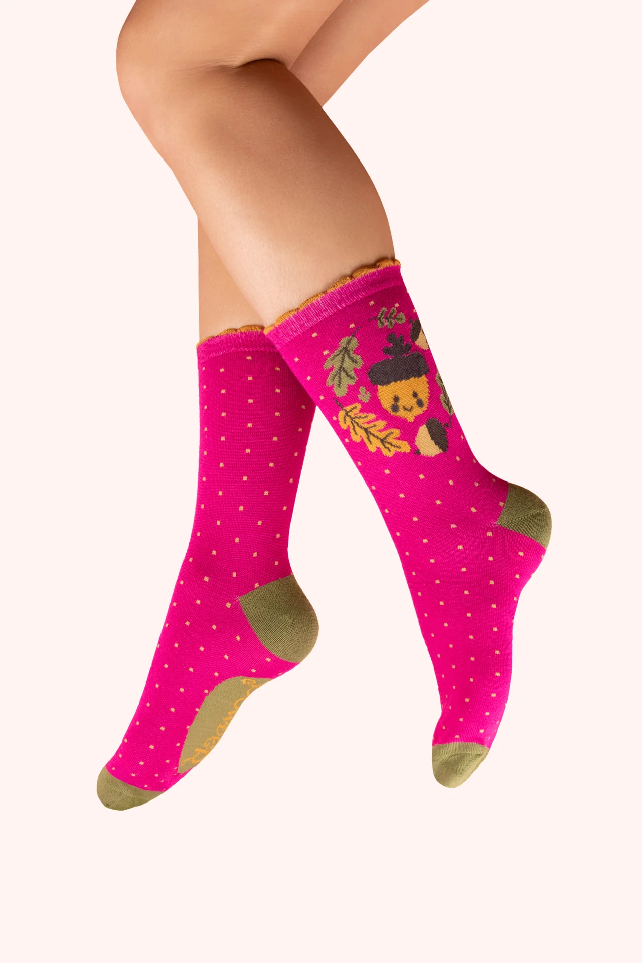 Ankle Socks - Happy Acorn - Fuchsia
