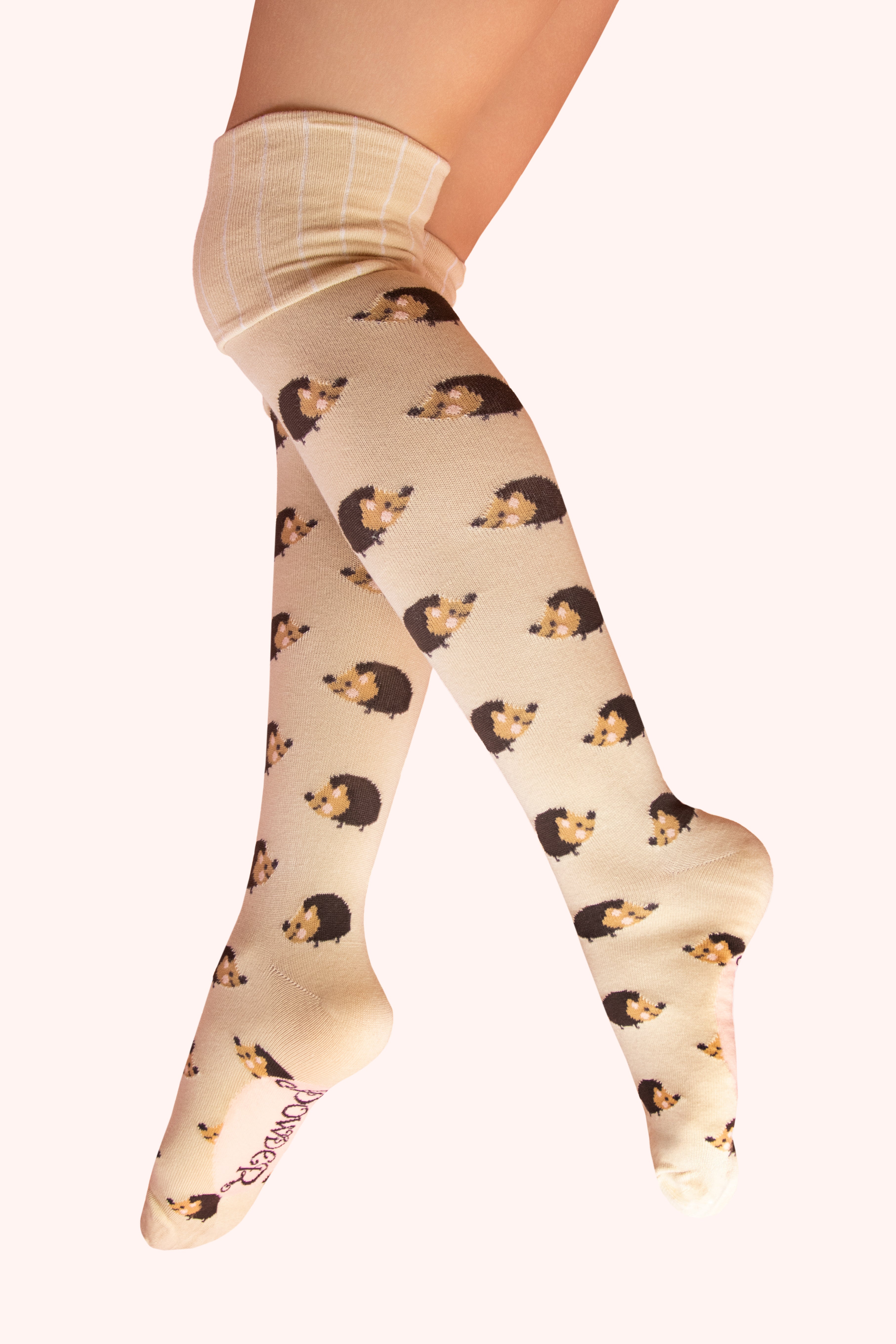 Long Boot Socks - Mini Hedgehog - Beige
