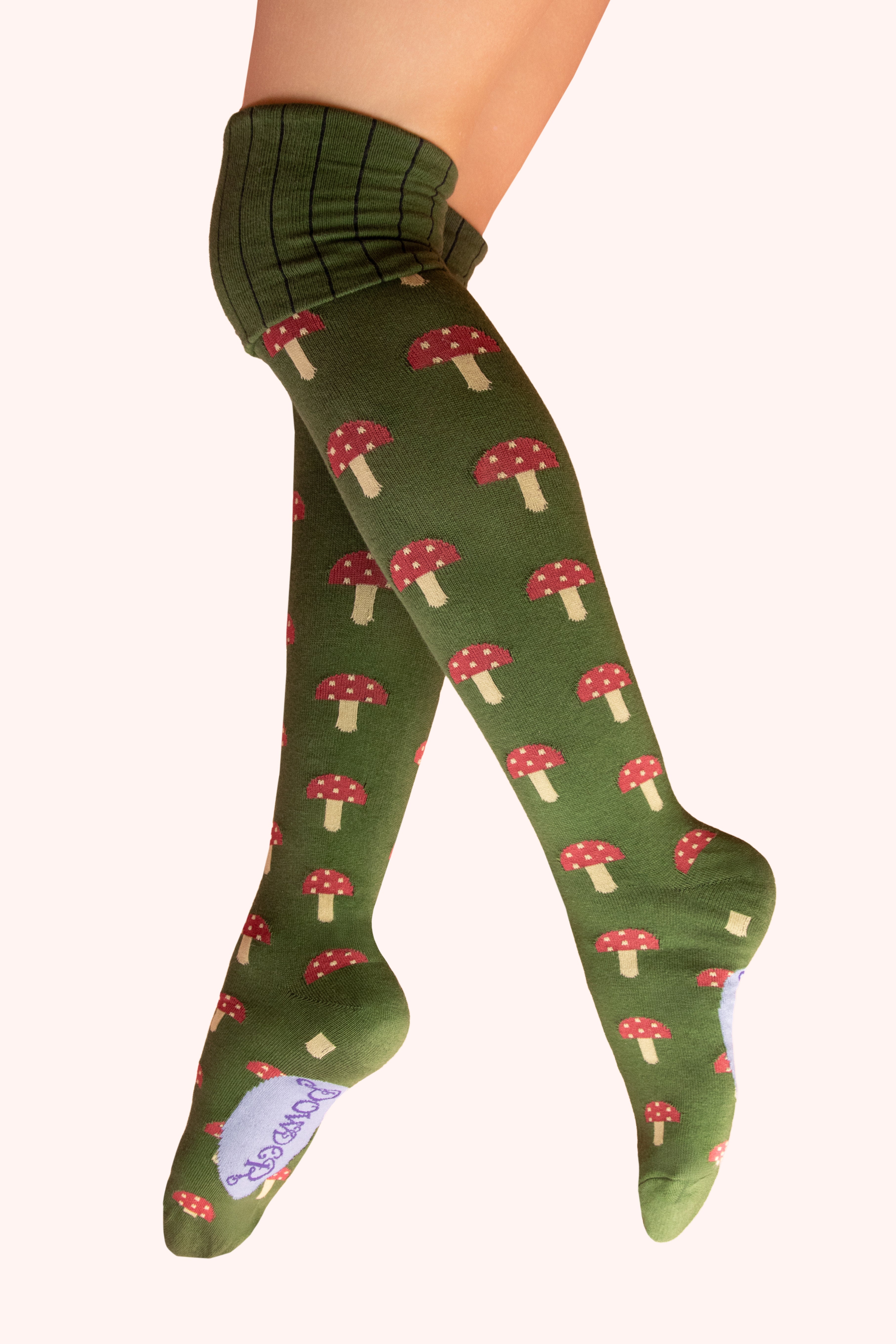 Long Boot Socks - Mini Toadstool - Green